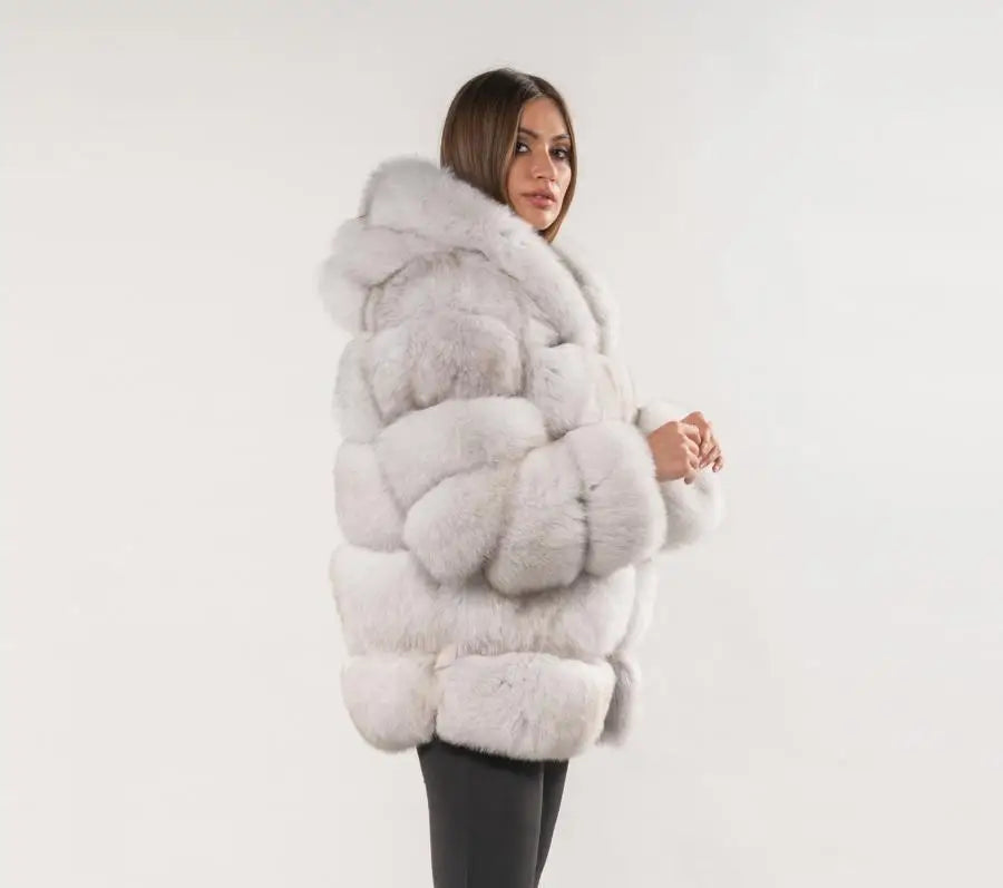 Women Faux Rabbit Fur Coats Hooded Fur Jackets Solid Long Sleeves Open Stitch Thick Warm Fur Loose Fit Casual 2025 Autumn Winter