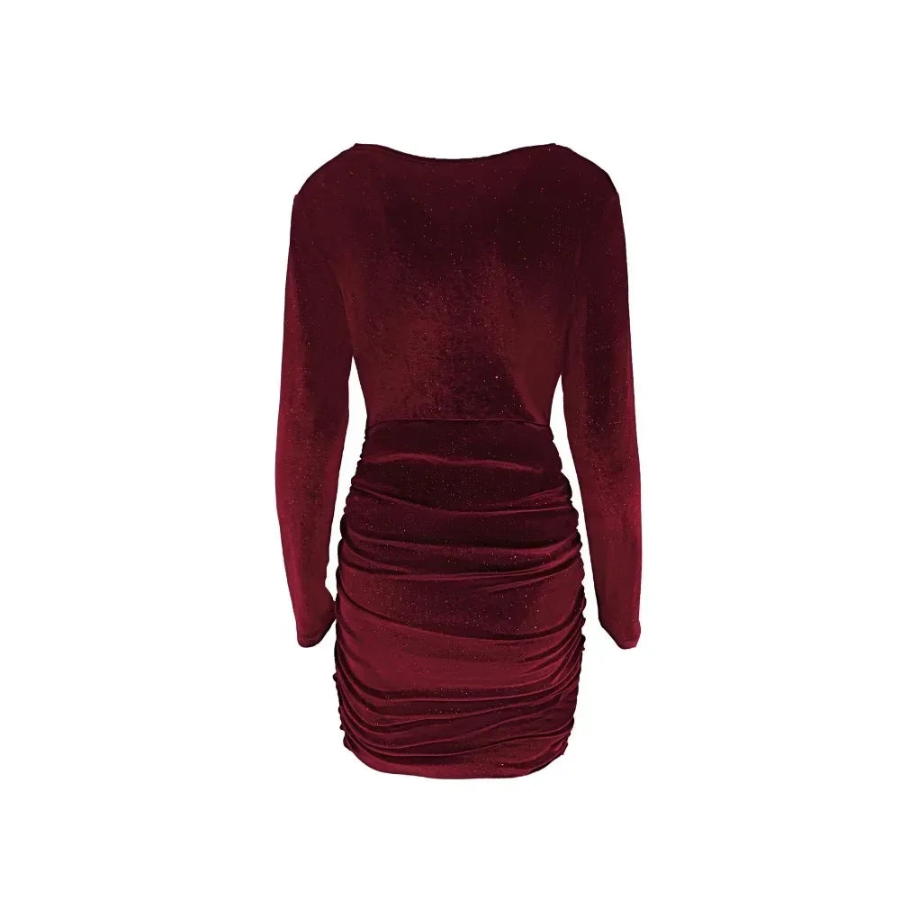 Elegant Black Velvet Bodycon Dress – Plus Size 1XL-5XL