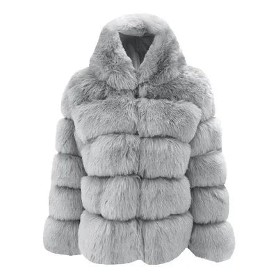 Women Faux Rabbit Fur Coats Hooded Fur Jackets Solid Long Sleeves Open Stitch Thick Warm Fur Loose Fit Casual 2025 Autumn Winter
